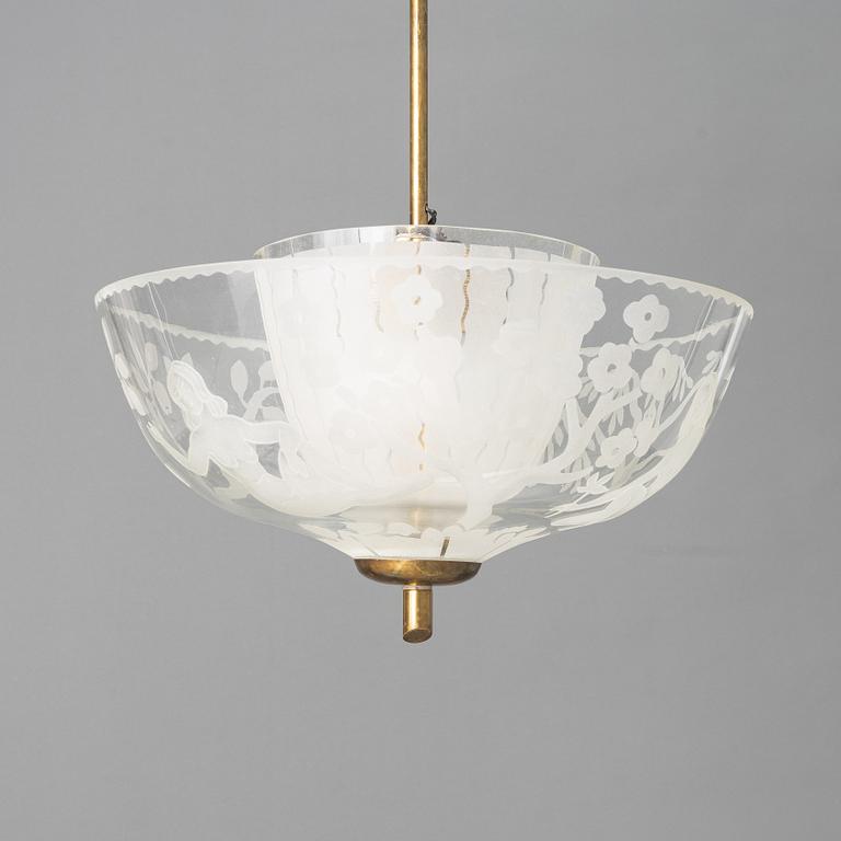 Erik Kinell, taklampa, Glössner & Co, Swedish Modern, 1940-tal.