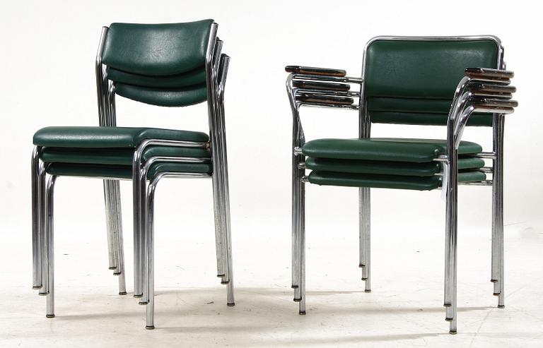 KARMSTOLAR, 3 st, samt STOLAR, 3 st, Vemo Industri AB, Örkelljunga.