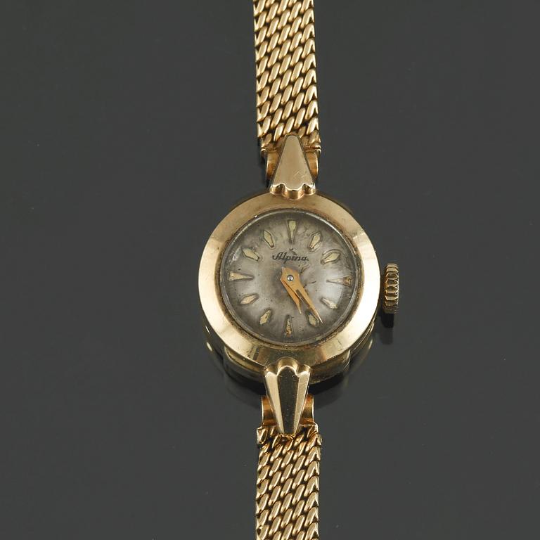 ARMBANDSUR, dam,  Alpina, 14 k guld samt 18 k guld, total vikt ca 20 g.