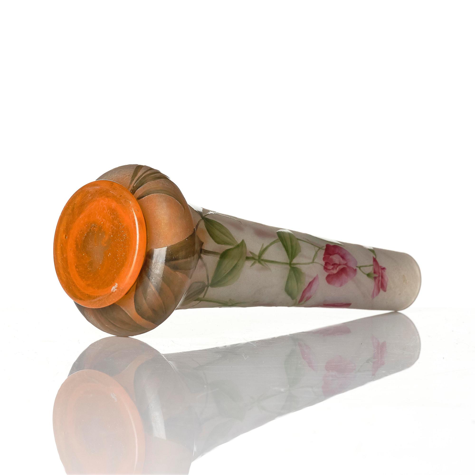 Daum Frères, a set of two Art Nouveau cameo glass vases, Nancy, France.