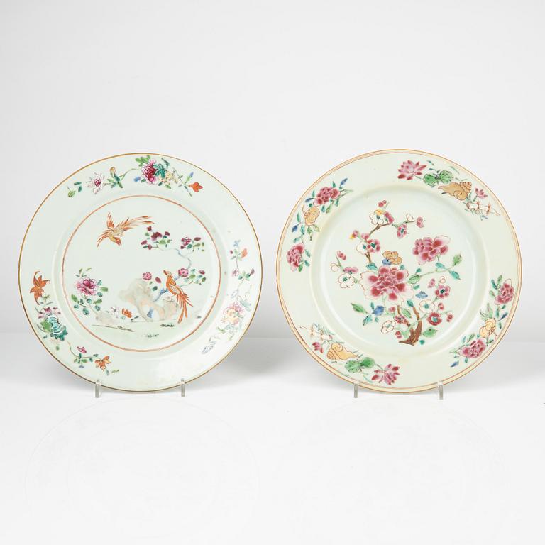 Tallrikar, 9 st, kompaniporslin, Kina, Qingdynastin, 1700-1800-tal.