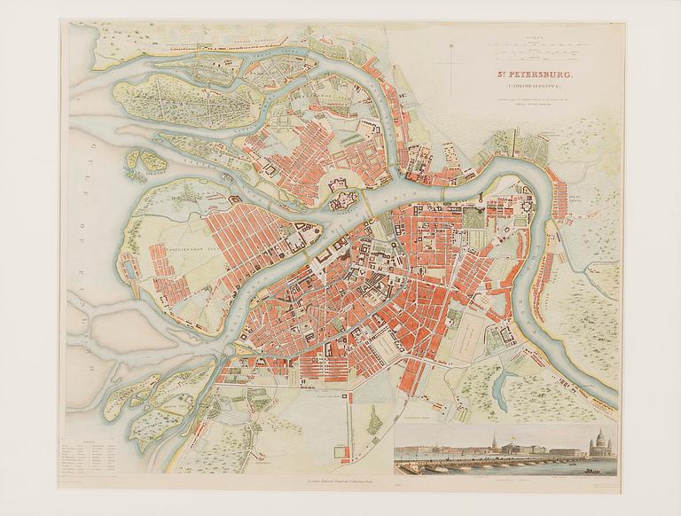 A MAP, St.Petersburg engraved by B.R. Davies after W.B. Clark, London 1834.