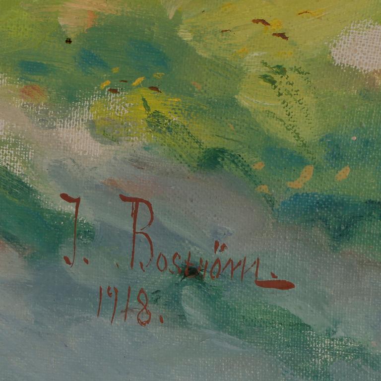 OKÄND KONSTNÄR, olja på duk, sign o dat Johan Boström 1918.