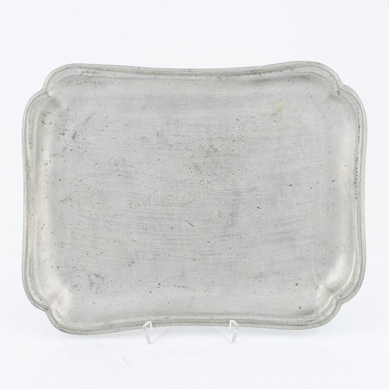 Two pewter trays, 18th Century.