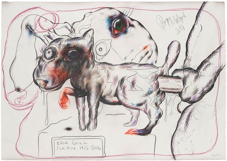 Bjarne Melgaard, 'Erik Gill Fuckin his Dog'.