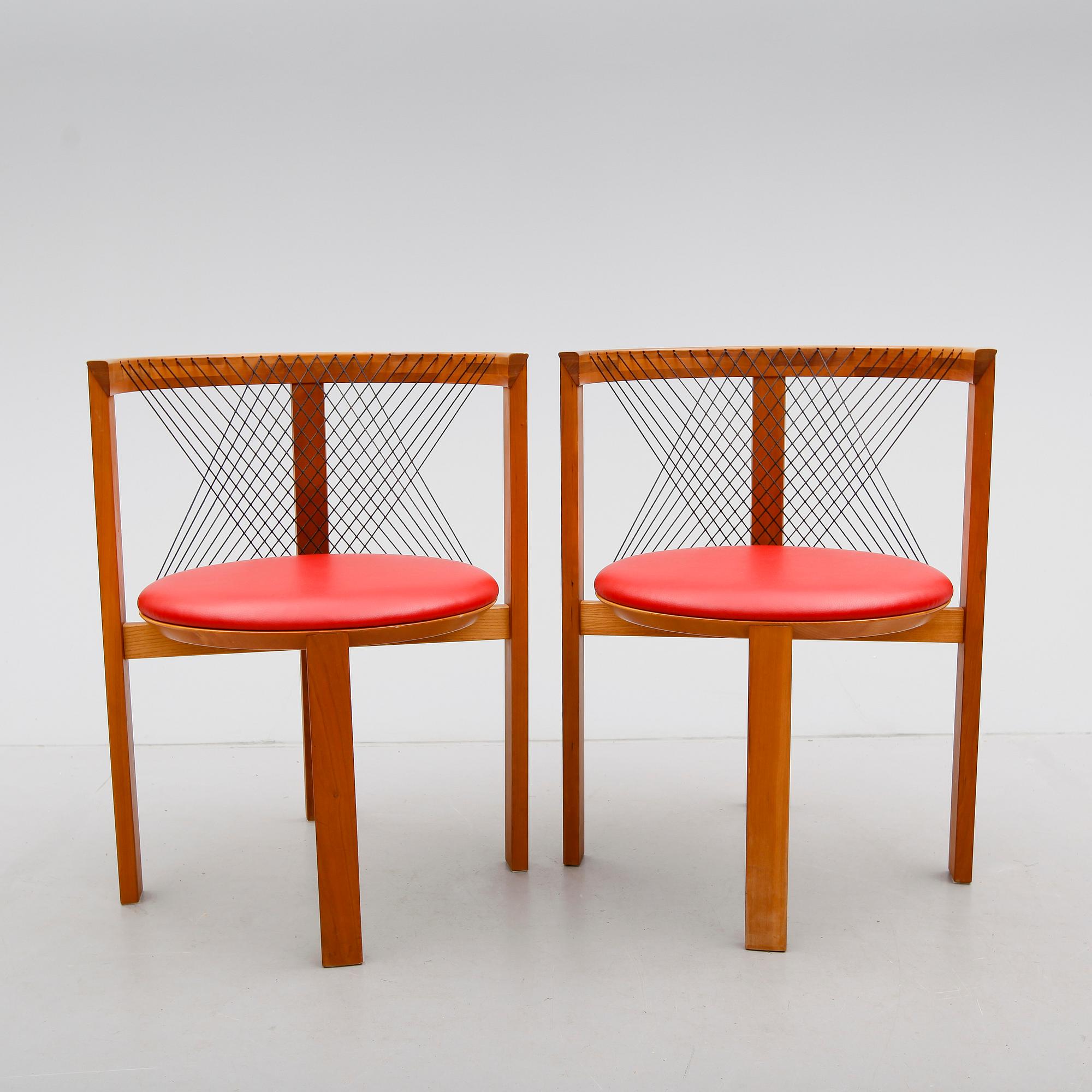 STOLAR, 1 par, "String chair", Niels Jörgen Haugensen, Tranekär, Danmark, 1900-talets slut.
