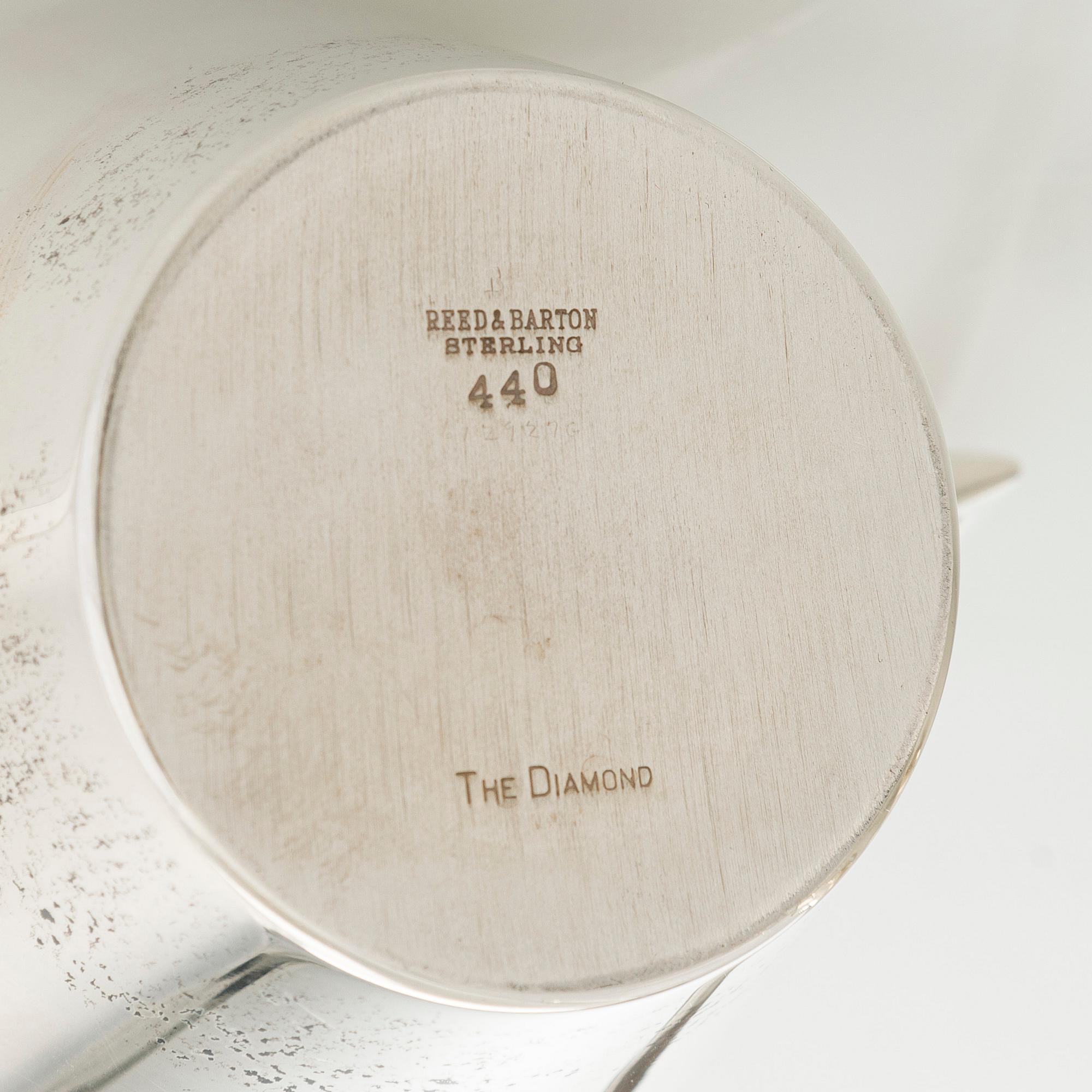 John Prip, a three-piece ‘The Diamond’ sterling silver coffee set for  Reed & Barton, c. 1960s.