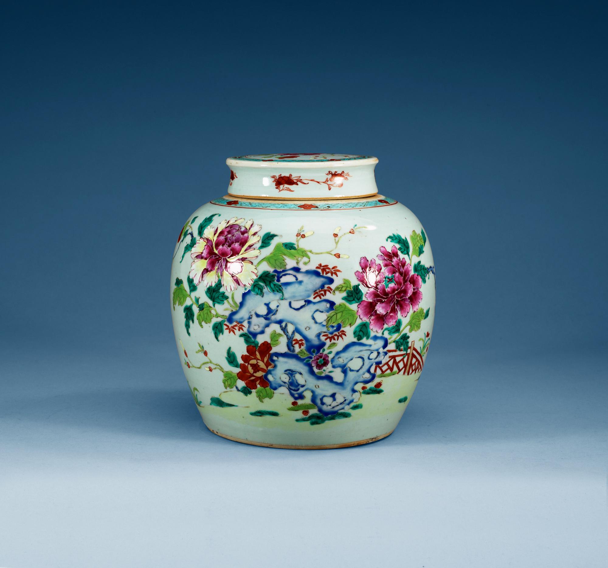 A famille rose jar with cover, Qing dynasty, Qianlong (1736-95).