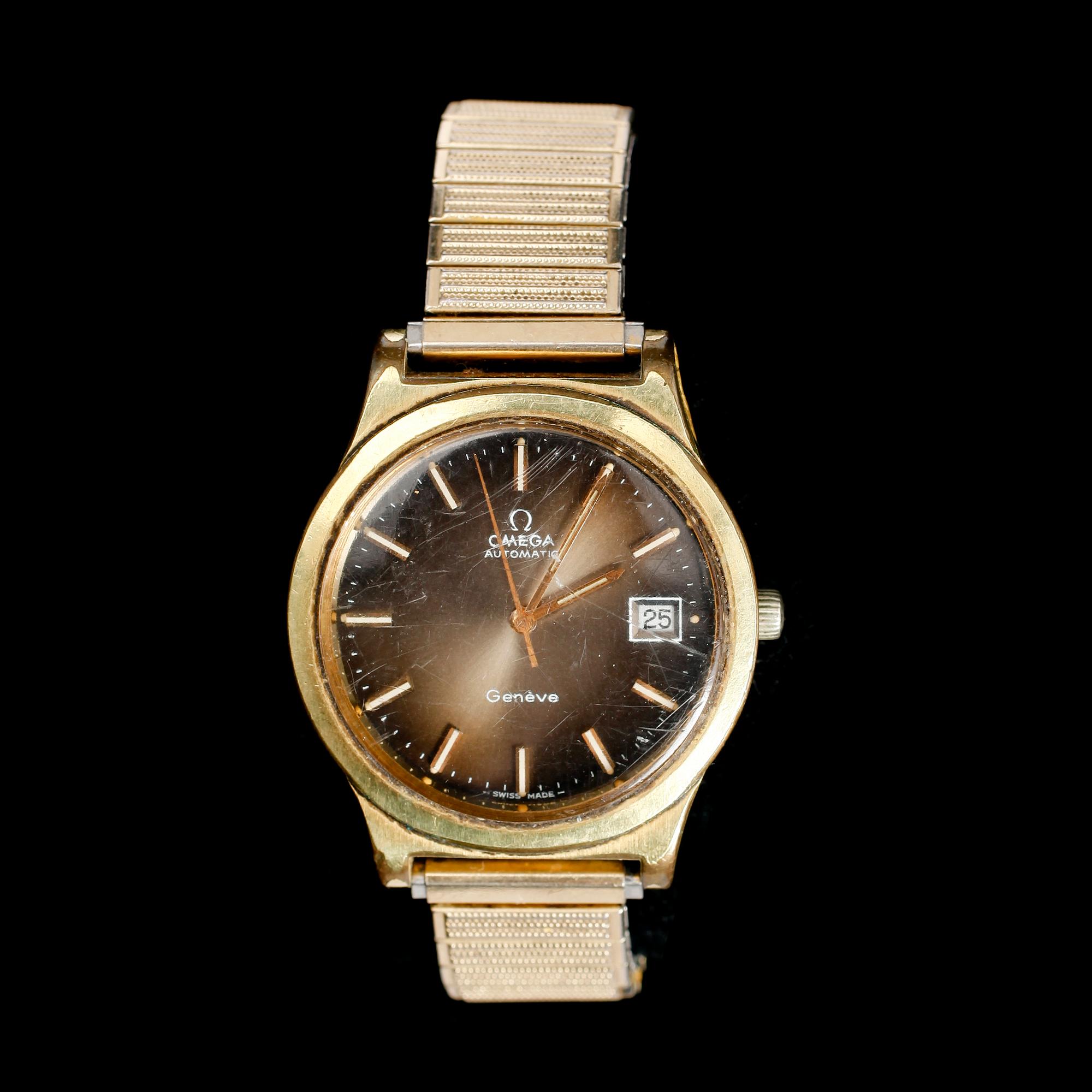 ARMBANDSUR, guld på stål, Omega Automatic, Genève.