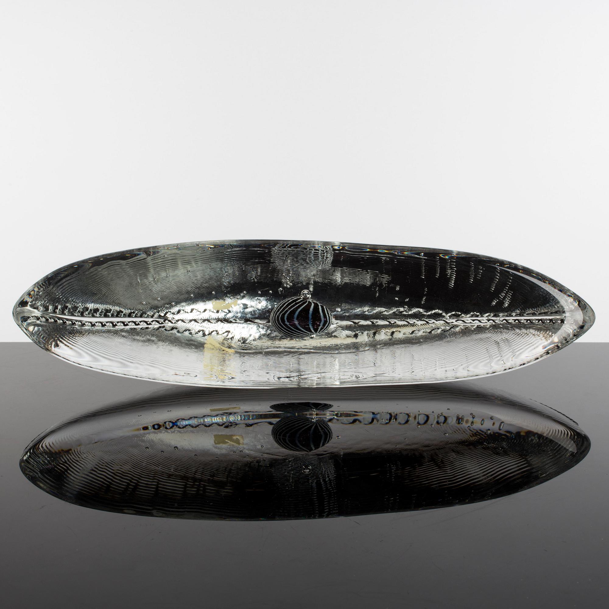 A GLASS SCULPTURE, boat, Bertil Vallien, Kosta Boda.