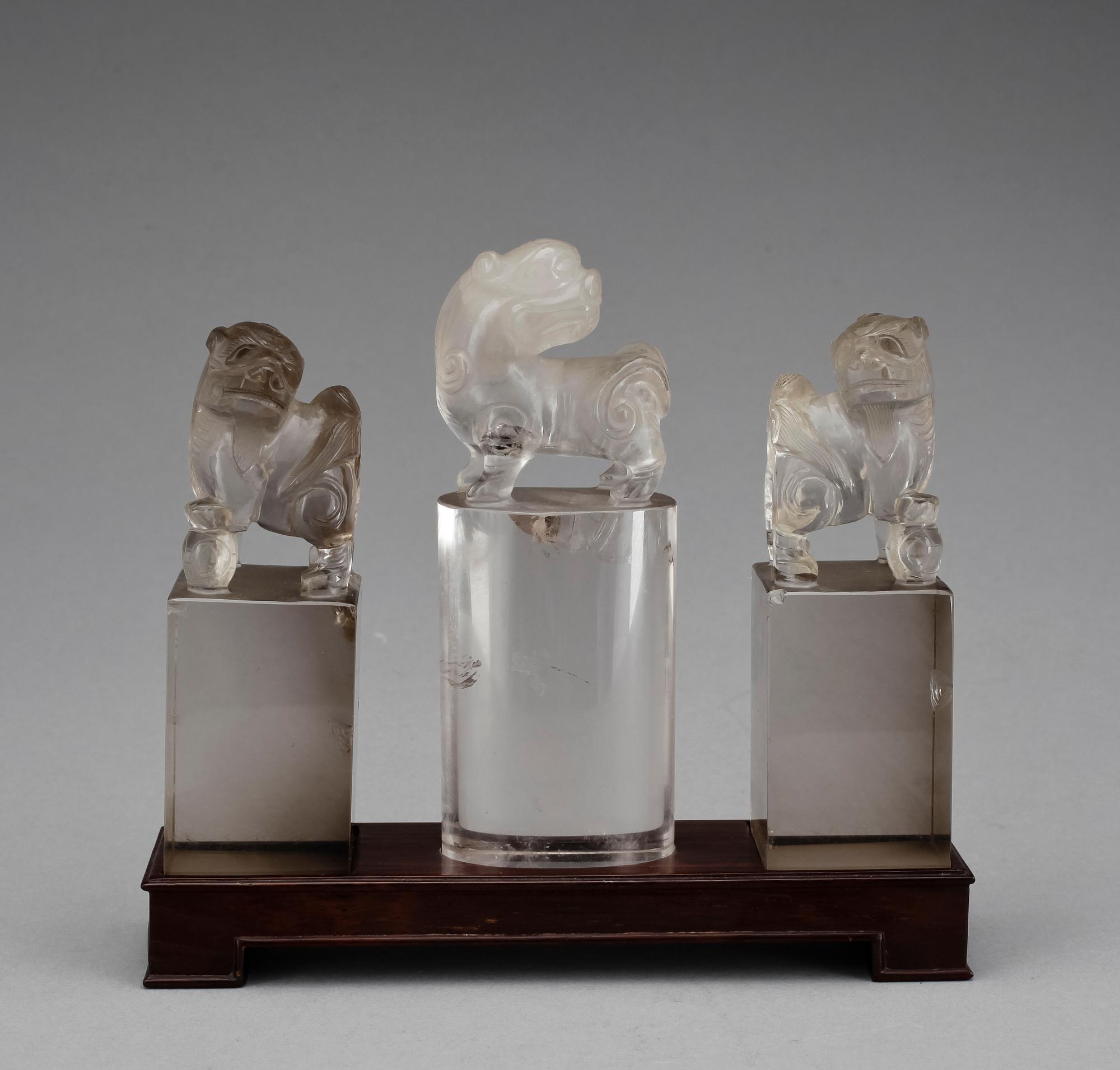 SIGILLSTAMPAR, 3 st, kristall, Kina , 1900-tal.