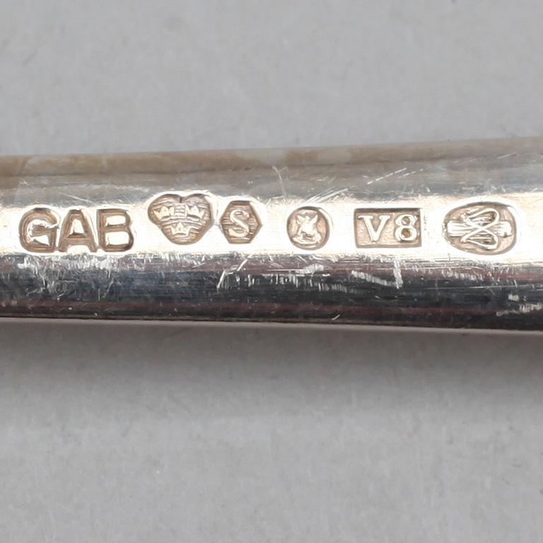 BESTICKSERVIS, silver, 107 delar,  "Chippendale", främst GAB Stockholm 1940-tal. Total vikt ca 2512g (exklusive knivar).