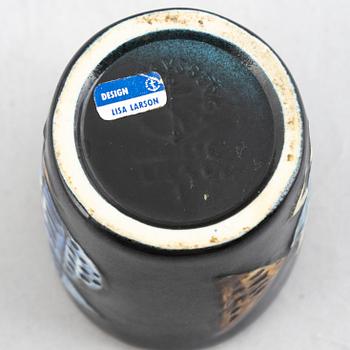 Lisa Larson, vaser, 4 st och fat, 2 st, stengods, ur serien "Varieté", Gustavsberg.