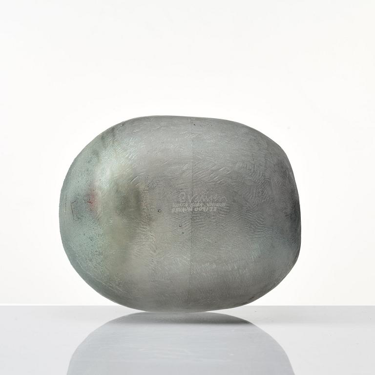 Bertil Vallien, a unique sand cast glass sculpture, "Resting head", Kosta Boda, Sweden.