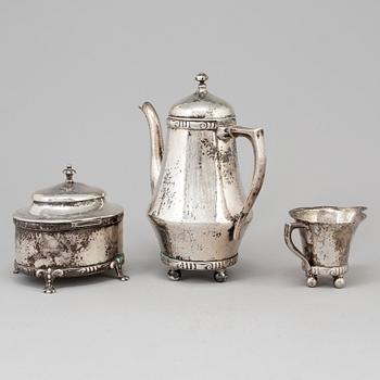 A Three piece silver coffee service, K Andersson, Stockholm 1918 and 1920. Weight ca 1395 grams.