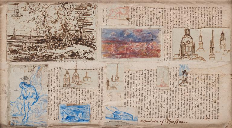 Carl Samuel Graffman, 11 drawings mounted on a printed sheet.