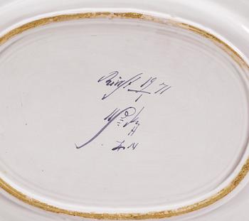 A Swedish Rörstrand serving dish dated 19/1 (17)71.