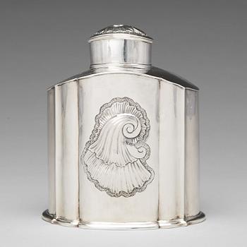 A Swedish late Baroque silver tea-caddy, mark of Johan Collin, Stockholm 1745.