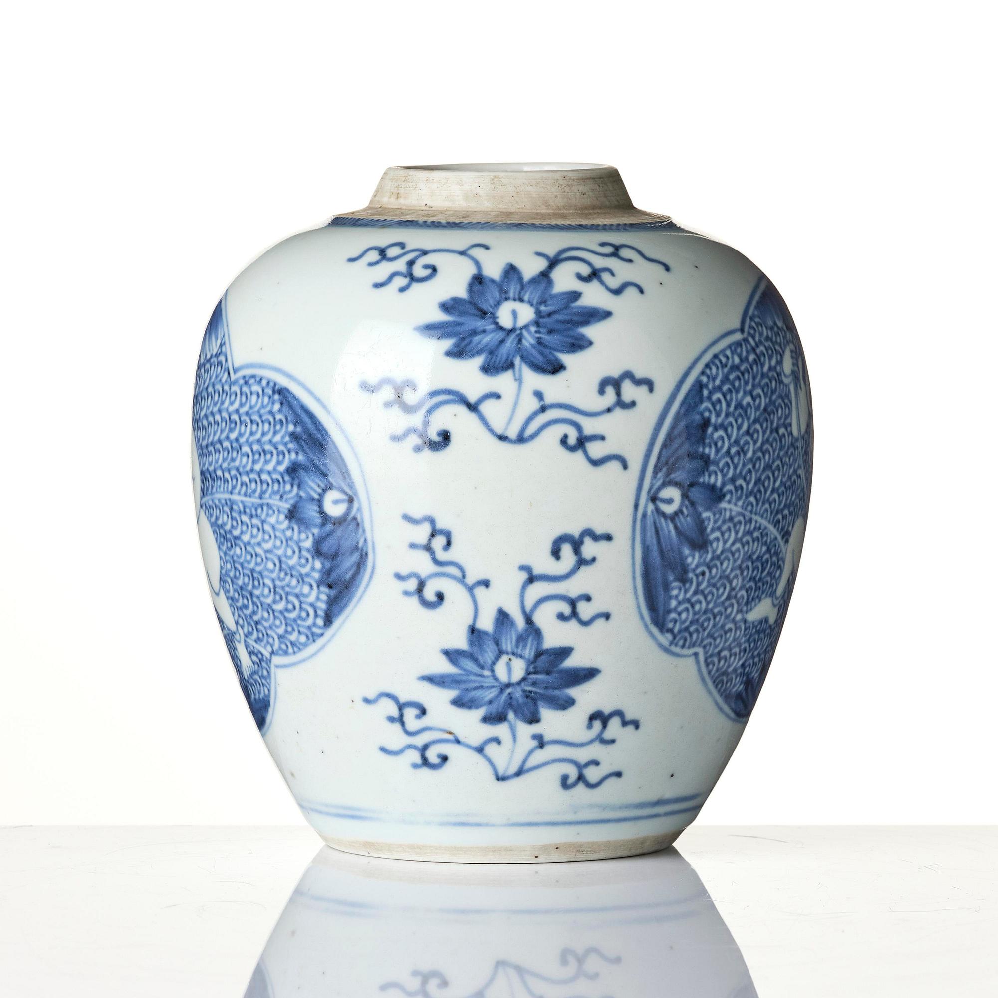 A blue and white 'boys' jar, Qing dynasty, 18th century.