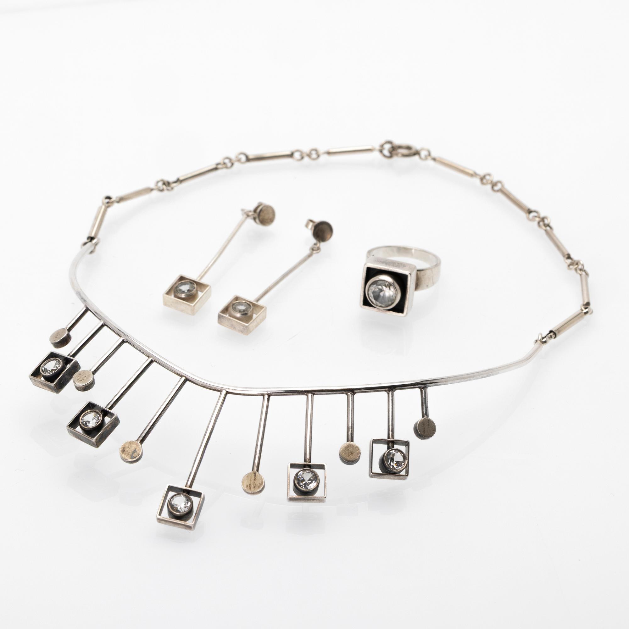 Jewellery set, 3 pieces, silver, Alton Falköping, 1967–1968.