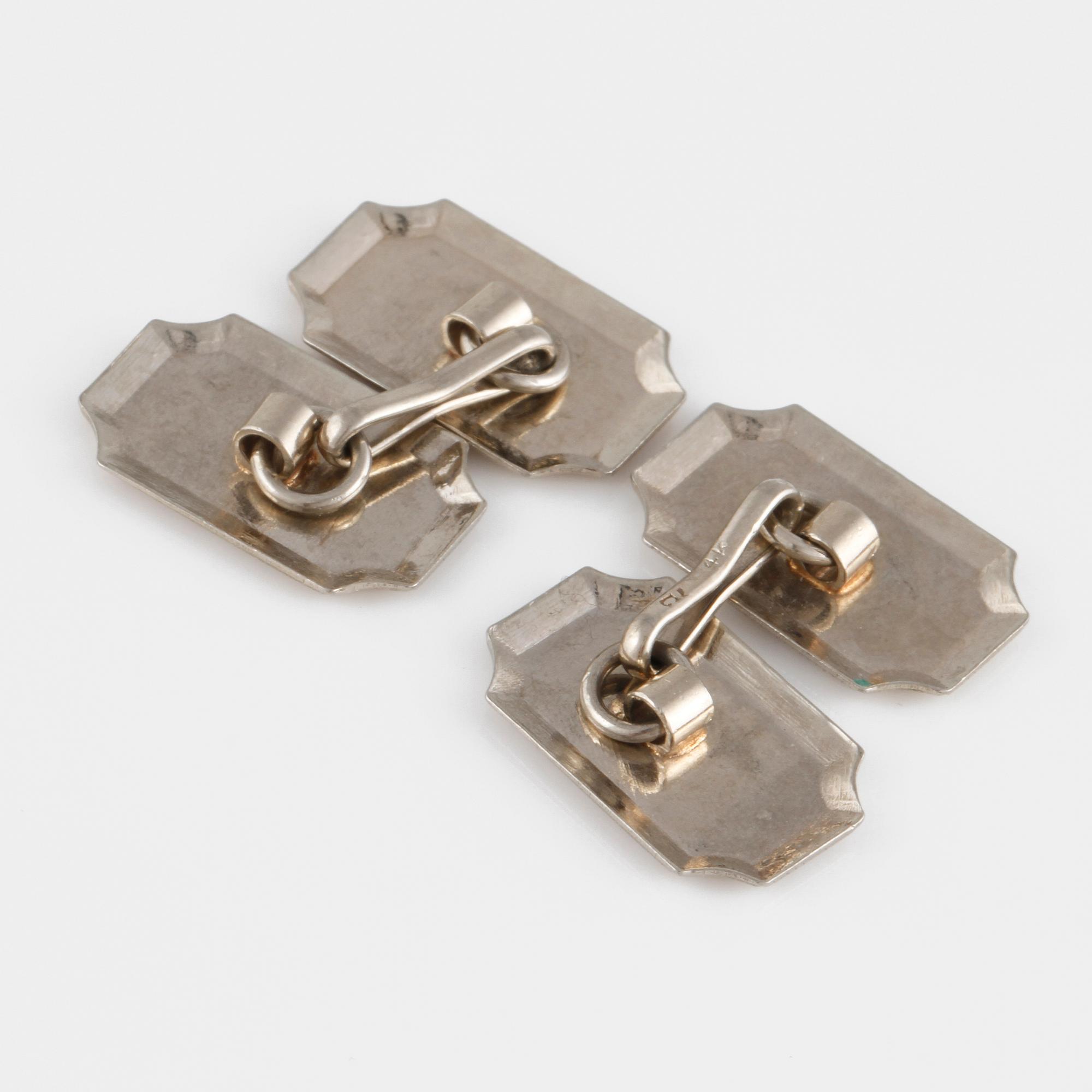 MANSCHETTKNAPPAR, 14K vitguld. Vikt 4,2 gram.