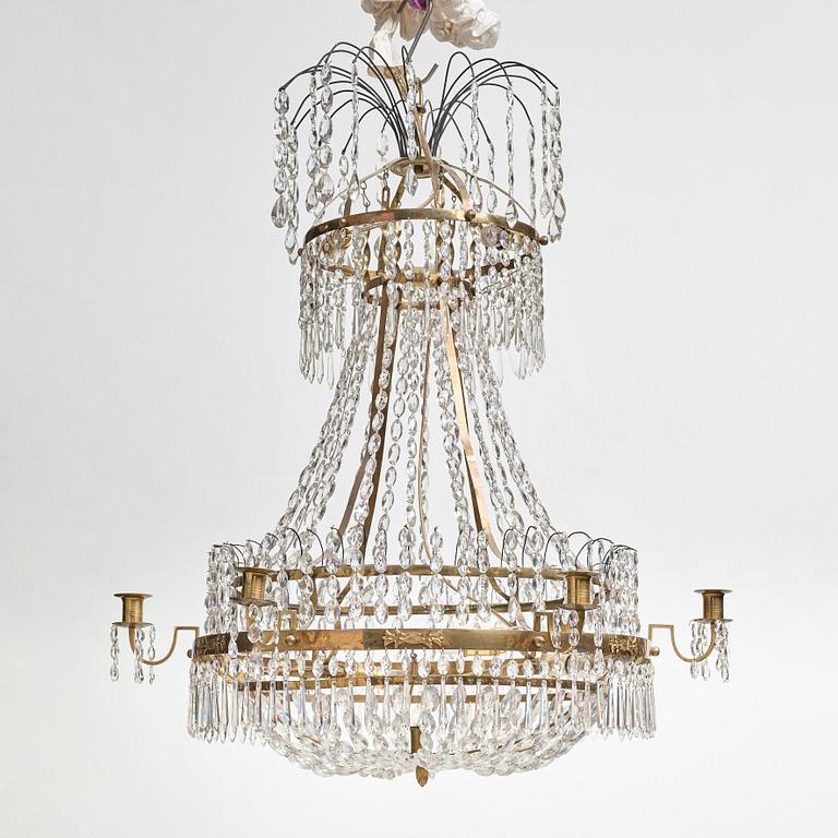 A late Gustavian circa 1800 seven-light chandelier.