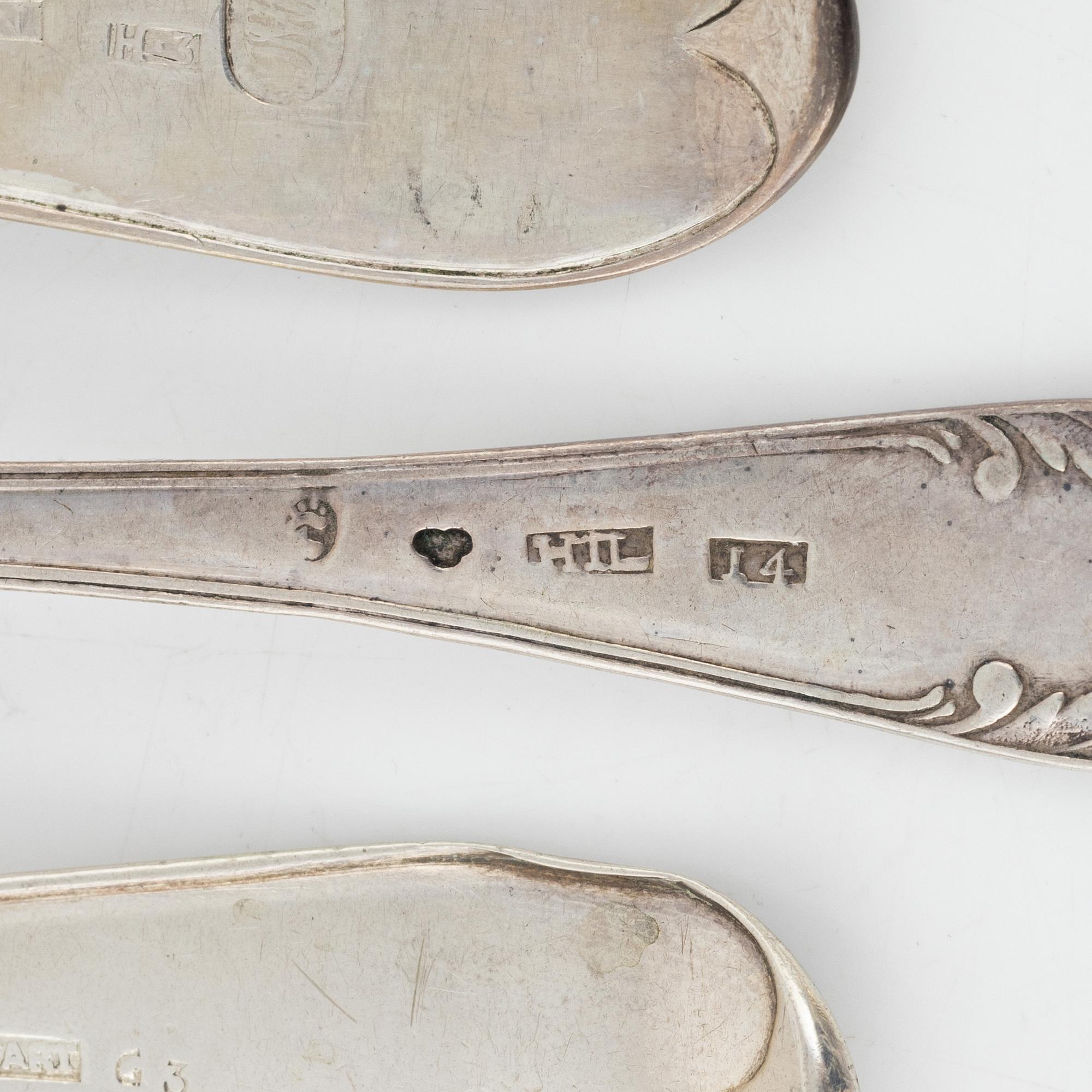 Bestick, 37 delar, silver, 1700/1800-tal.