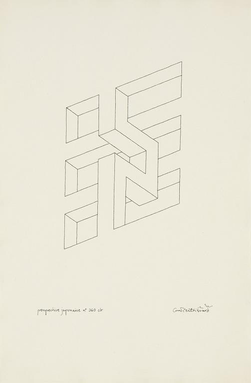 Oscar Reutersvärd, indian ink on paper, signed.