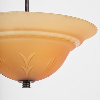 Edward Hald, a pair of ceiling lamps, Orrefors, 1930s.