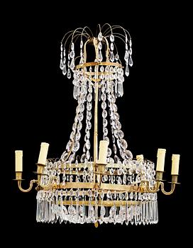 A late Gustavian eight-light chandelier.