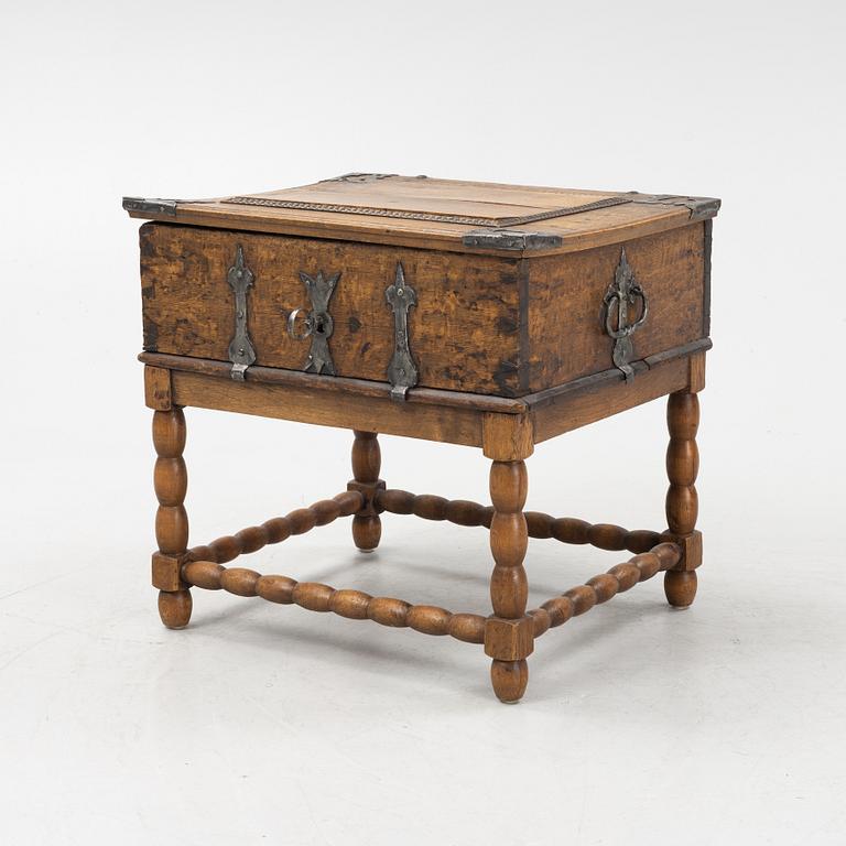 A 18th century oak wood box.