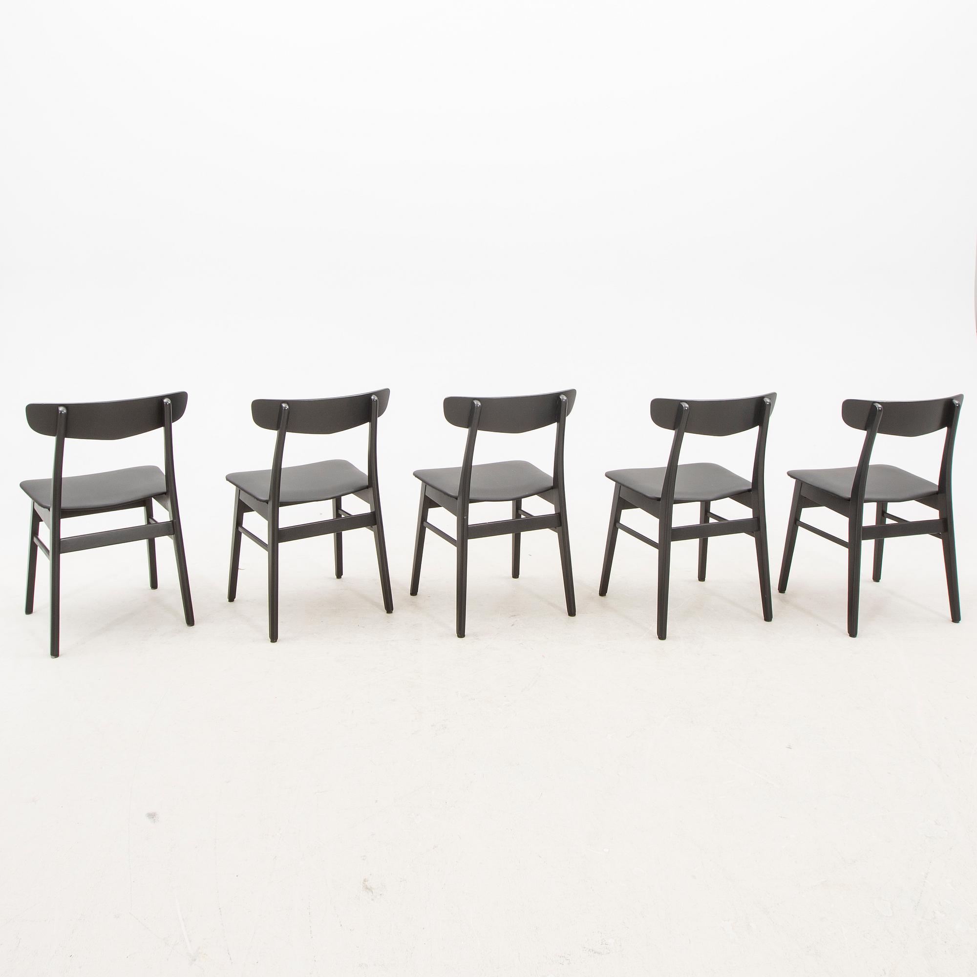 A set of five Farstrup 1960s dining chairs.
