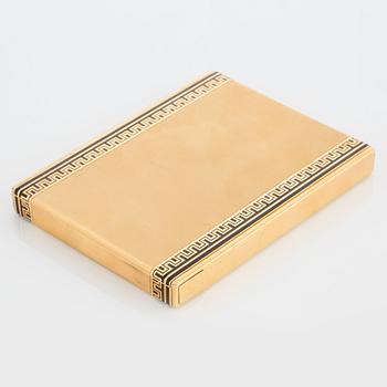 1001. Cartier Art Deco cigarettetui 18K guld med svart emalj.