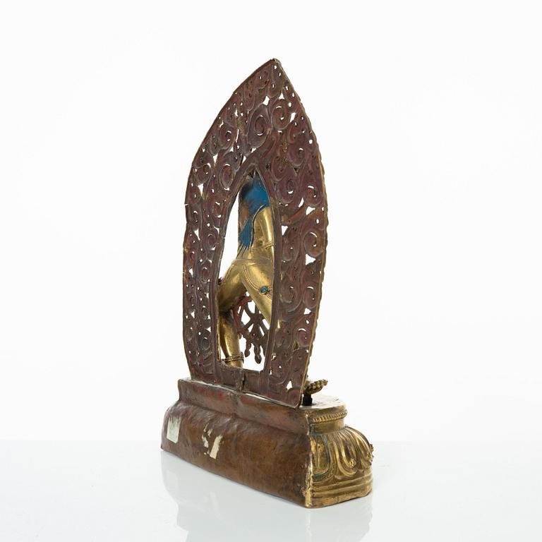 Dakini, förgylld kopparlegering. Sarvabuddhadakini, Tibet, 1800-tal.
