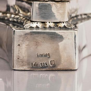 Lale Silverware & Co Ltd, uppsatsskål, sterling silver och glas, Istanbul, Turkiet, 1900-tal.