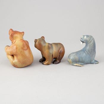 Gunnar Nylund, figuriner, 3 st, stengods, Rörstrand.