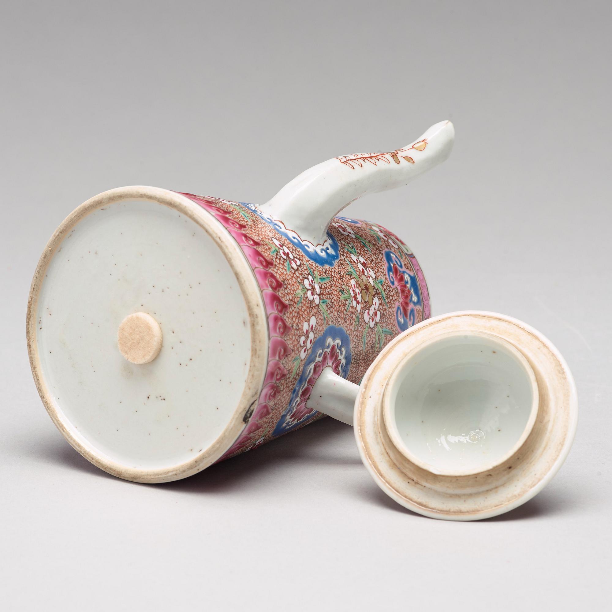 A famille rose coffee pot with cover, Qing dynasty, Yongzheng (1723-35).