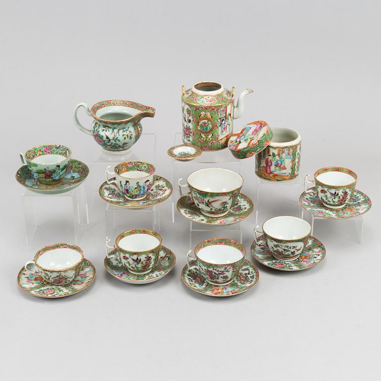 A group of 17 famille rose Canton tea service, Qing dynasty, late 19th century.