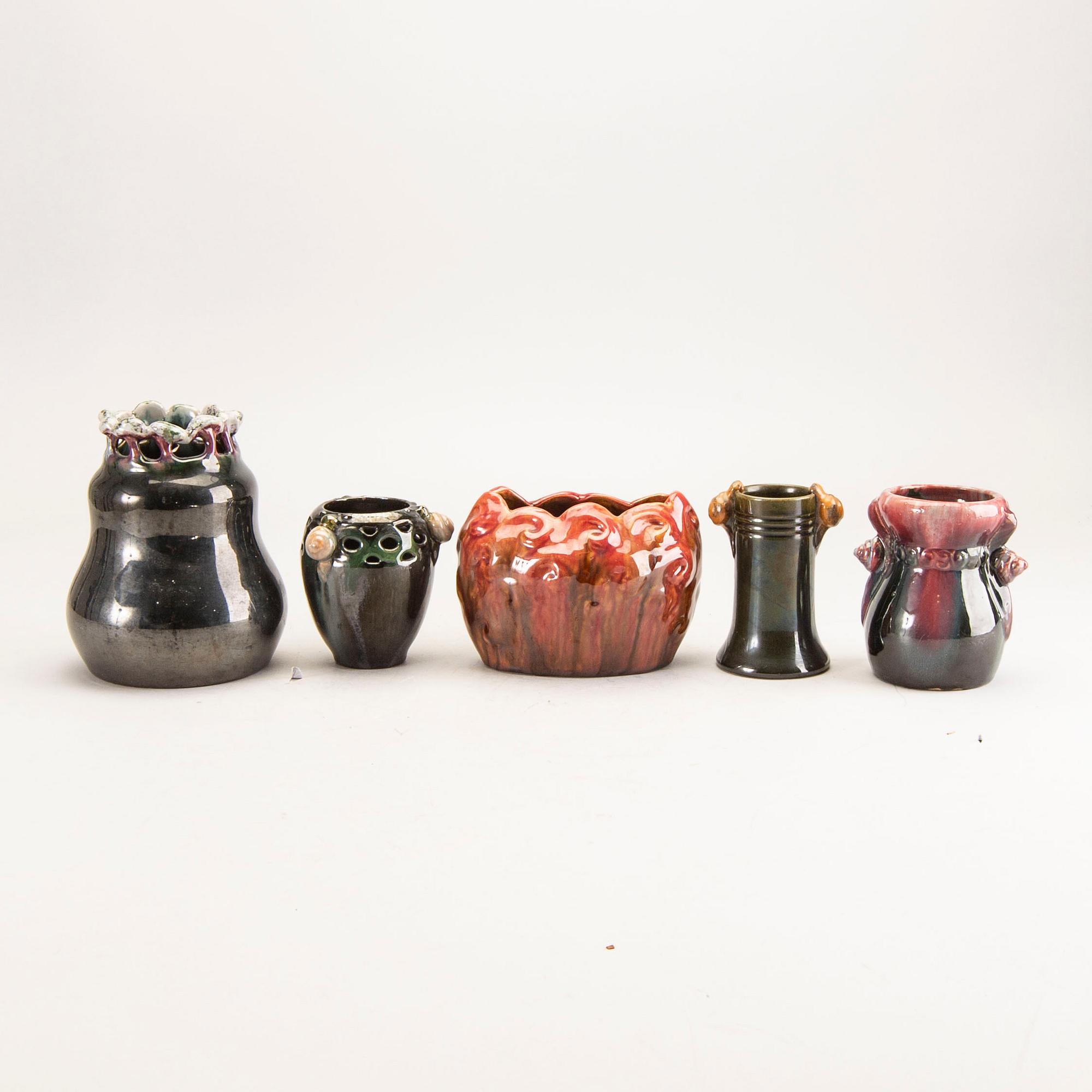 Mikael Anderson & Söner Bornholm, Vases 5 pcs, second half of the 20th century.