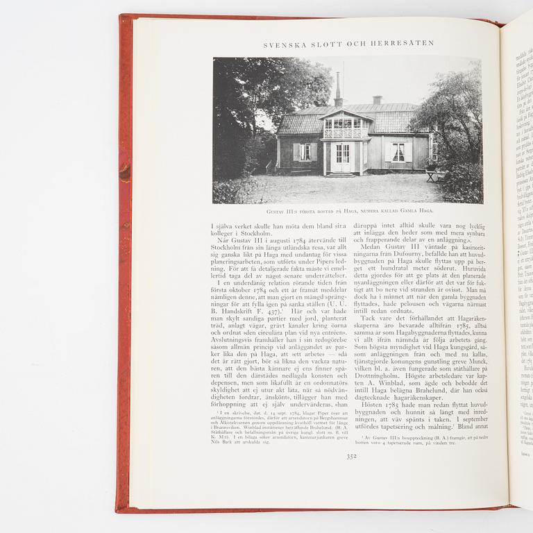 Bokverk, Svenska slott och herresäten, ny samling, 3 + 1 volymer, Natur och Kultur, Stockholm, 1932-1934.