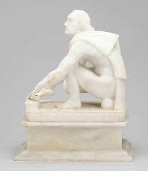 SKULPTUR på SOCKEL, marmor och alabaster, 1900-tal.