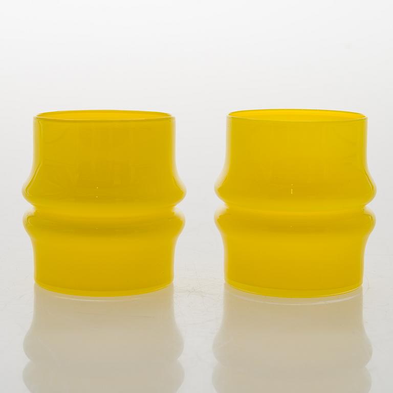 TIMO SARPANEVA, Set of eight 1960's 'Flame stripe' drinking glasses from Heal's series for Iittala.