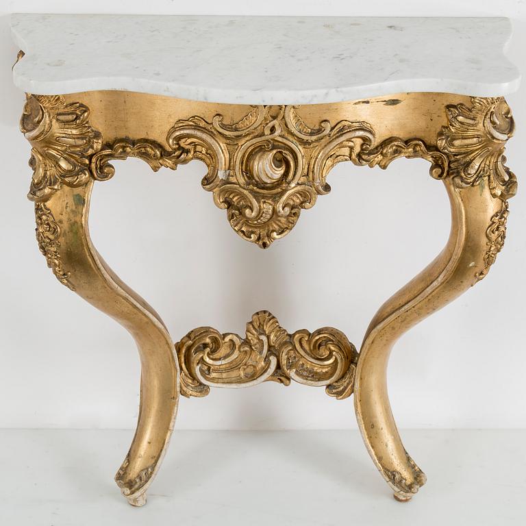 A mirror and console table, second half 20th century.