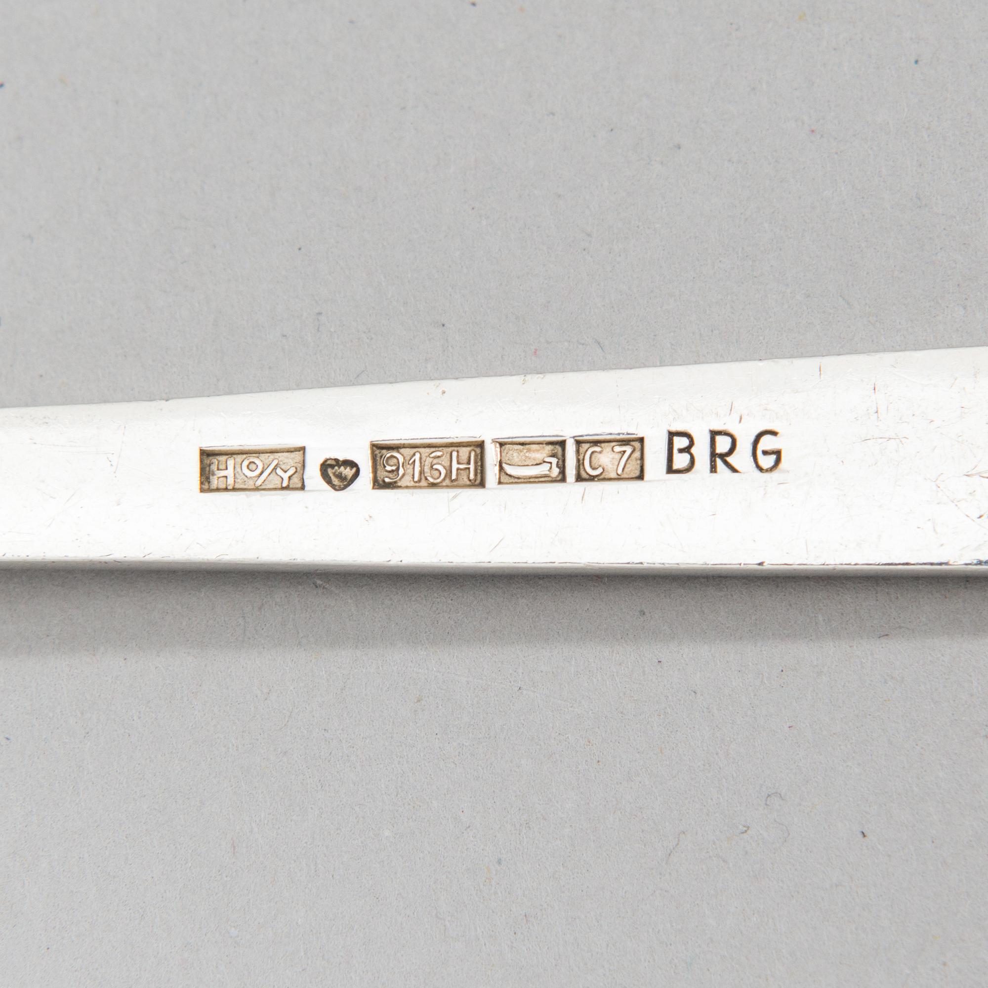 Bertel Gardberg, A 96-piece set of "Birgitta" silver cutlery, marked BG, Hopeatehdas oy, Helsinki 1956-64.