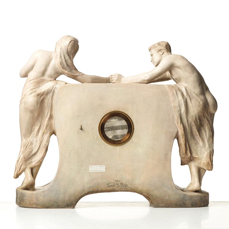 FRIEDRICH GOLDSCHEIDER, a ceramic mantel clock "Amicita", Simon, Wien, ca 1901/02, model 2305.