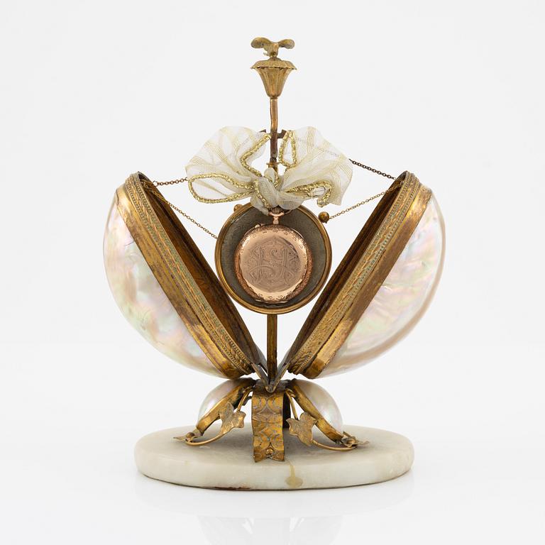Watch stand and pocket watch, 19th Century.