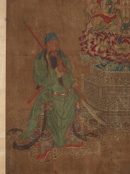 RULLMÅLNING, Song-stil, föreställande elva-hövdad Avalokitehsvara, Qingdynastin, 1800-tal.