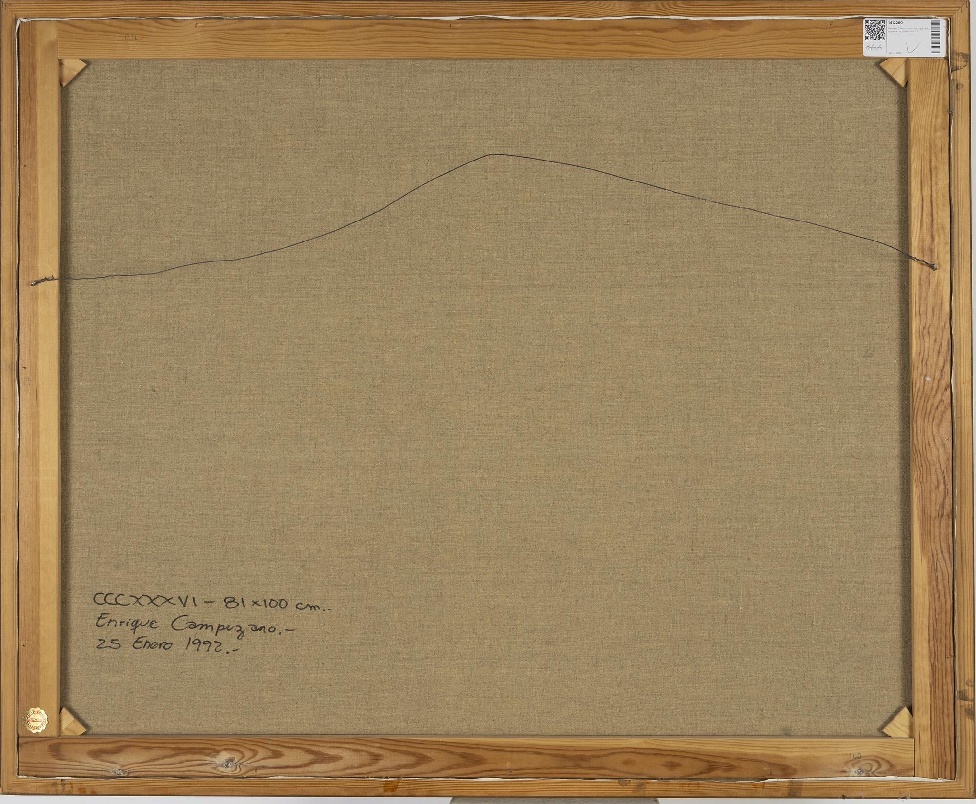 Enrique Campuzano, acrylic on canvas, signed and dated '92.