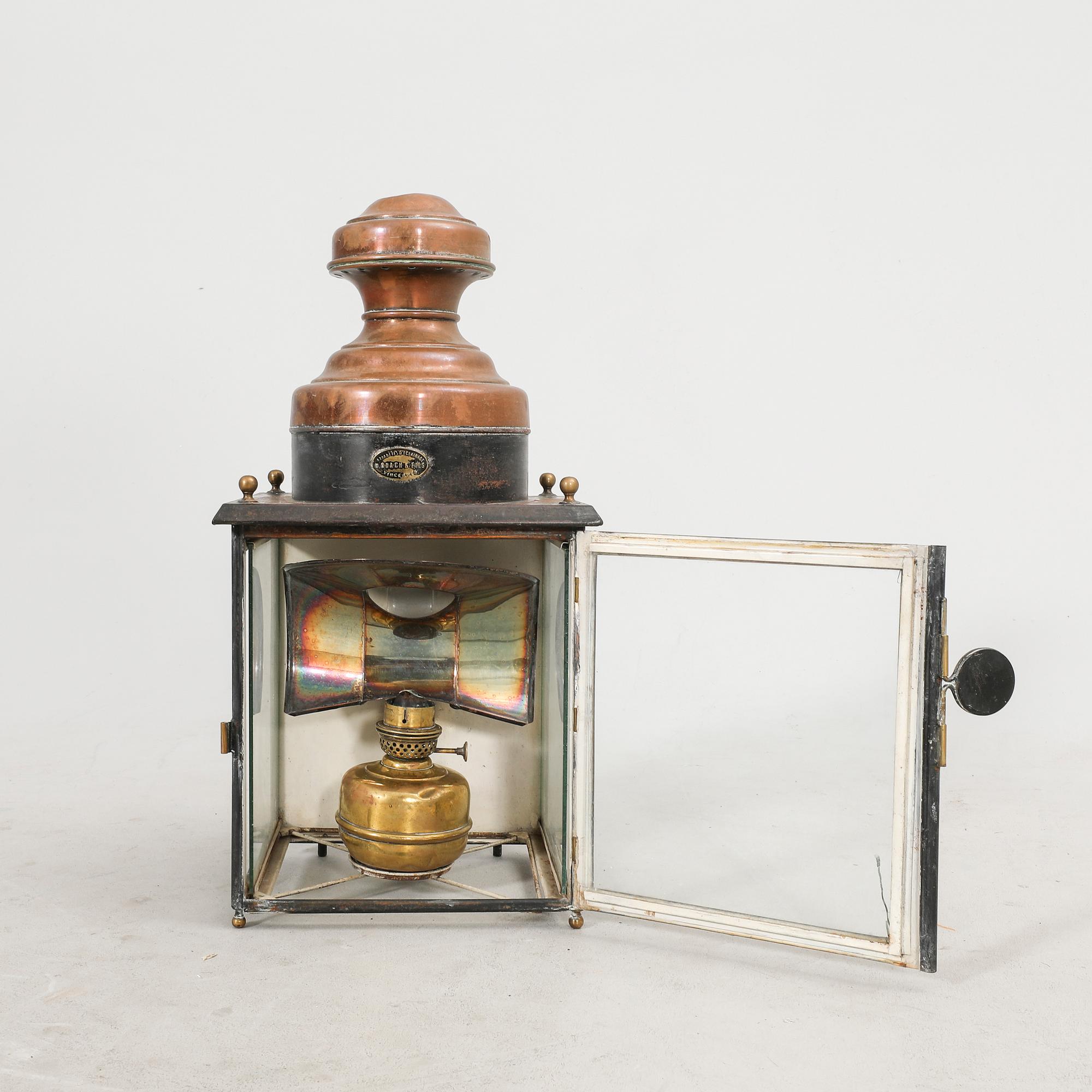 A Mobach & fils copper lantern around 1900.