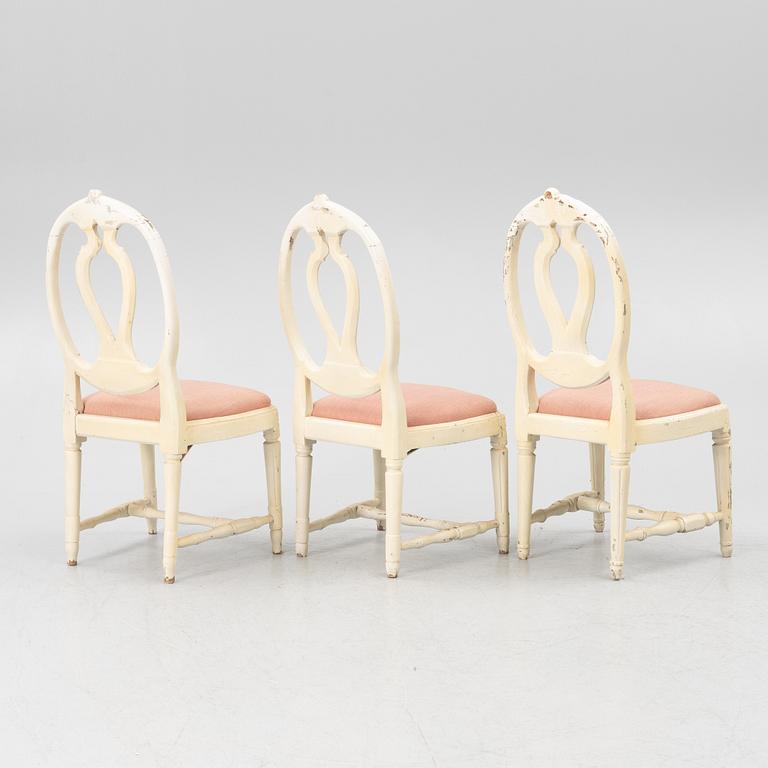 Three Gustavian chairs, late 18th Century.